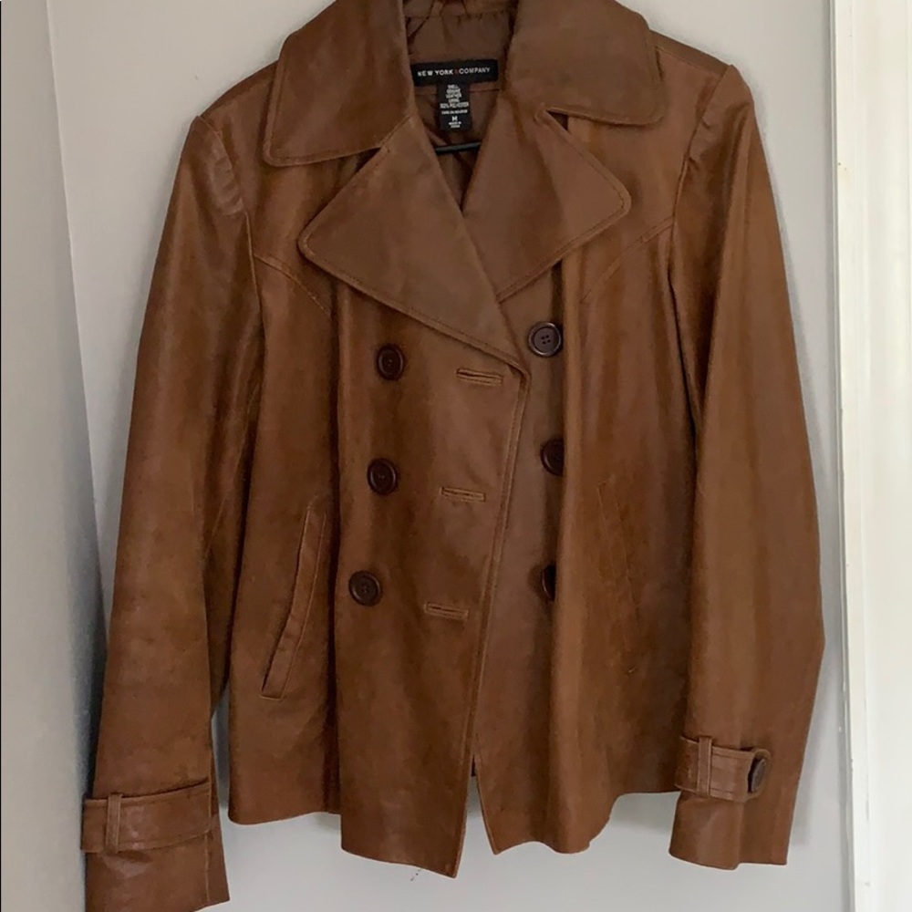 New York & Company Tan Leather Jacket